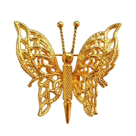 1980s Monet Gold Plated Butterfly Brooch