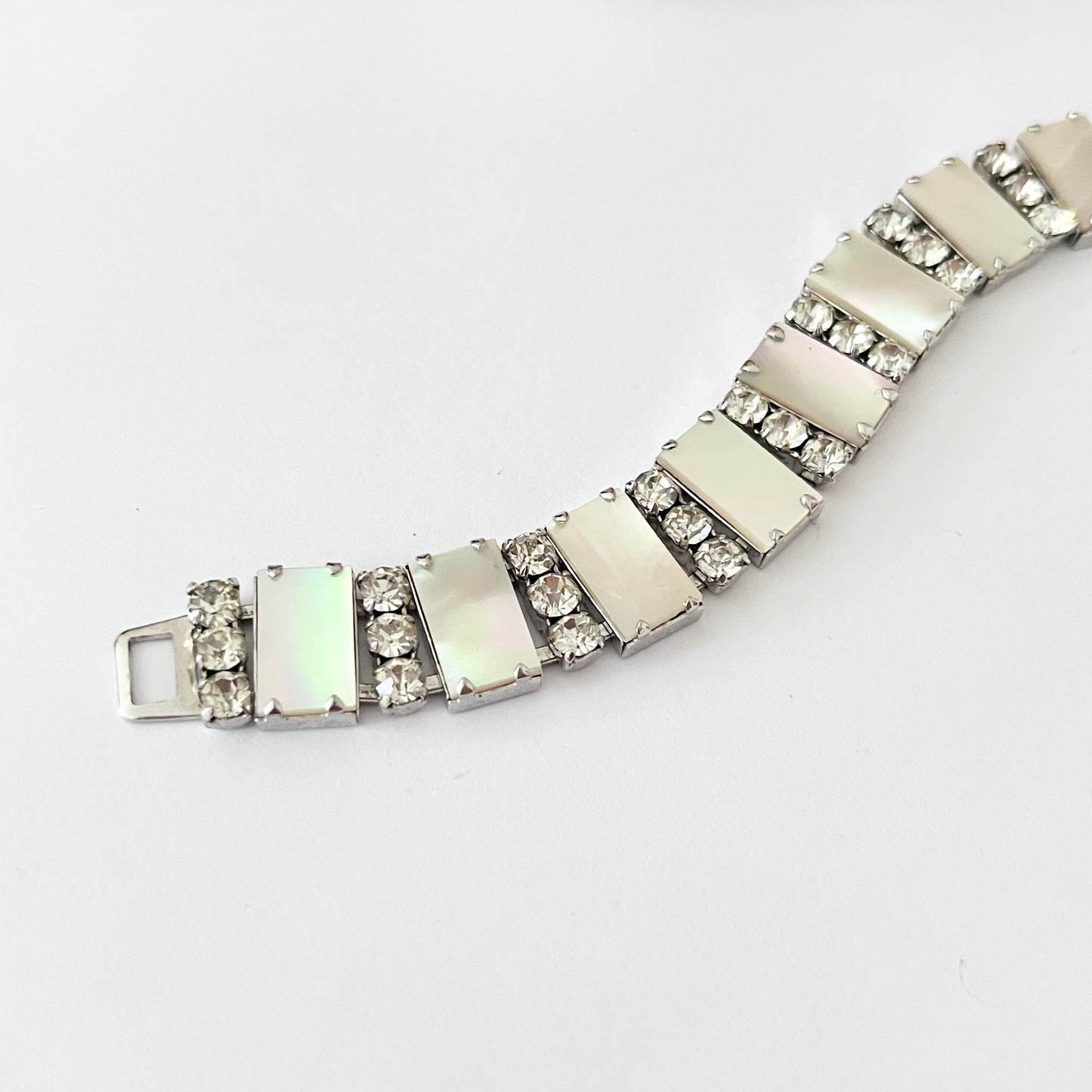 1940s Mother of Pearl and Diamanté Bracelet