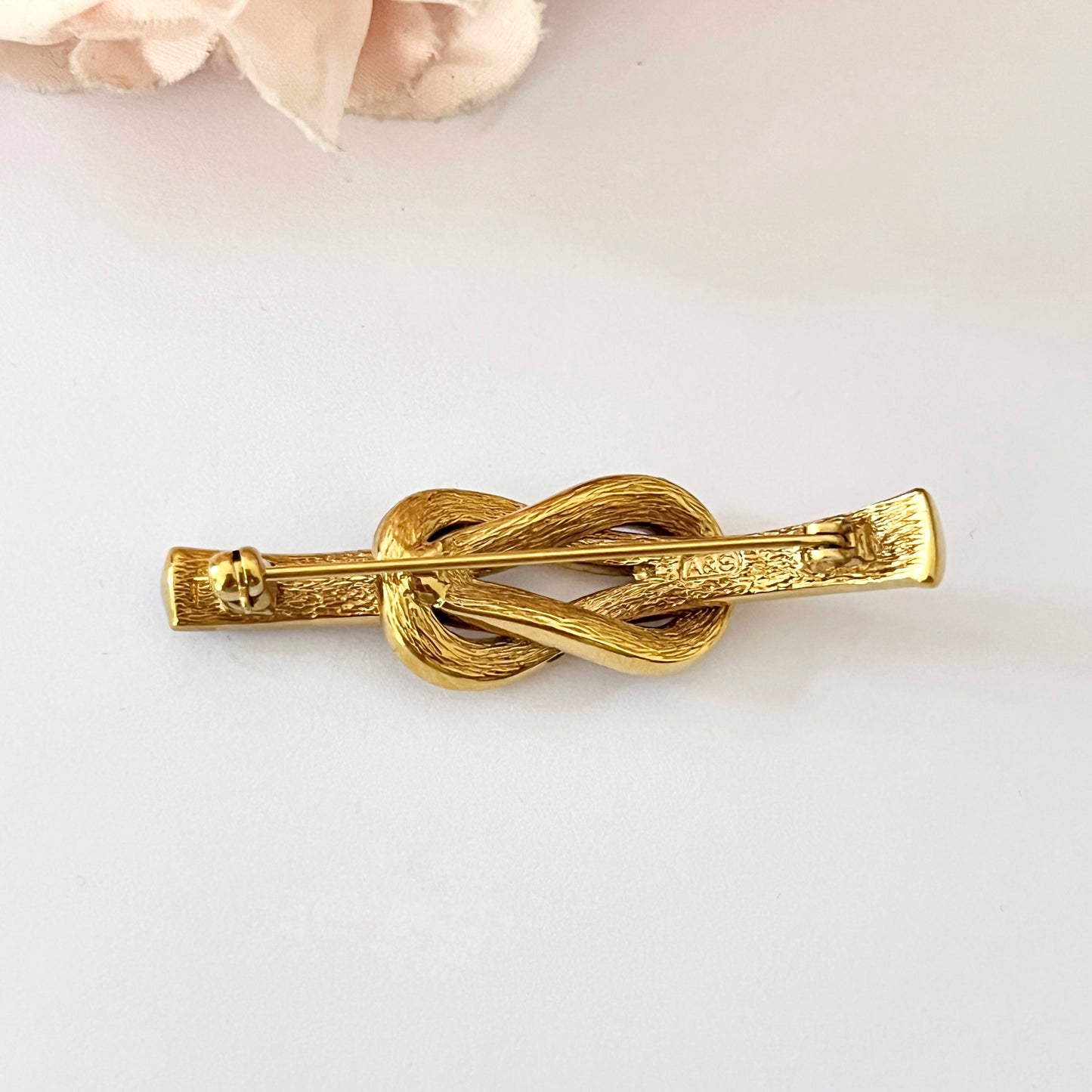 1980s Attwood & Sawyer Gold Plated Diamanté Brooch