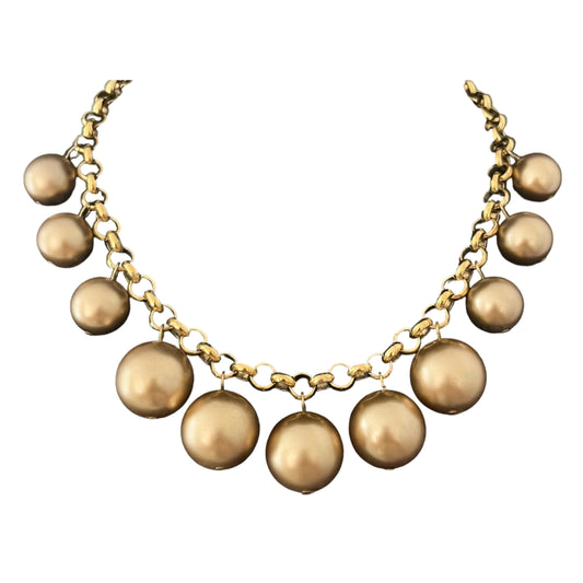 1960s Monet Gold Plated Statement Ball Chain Necklace