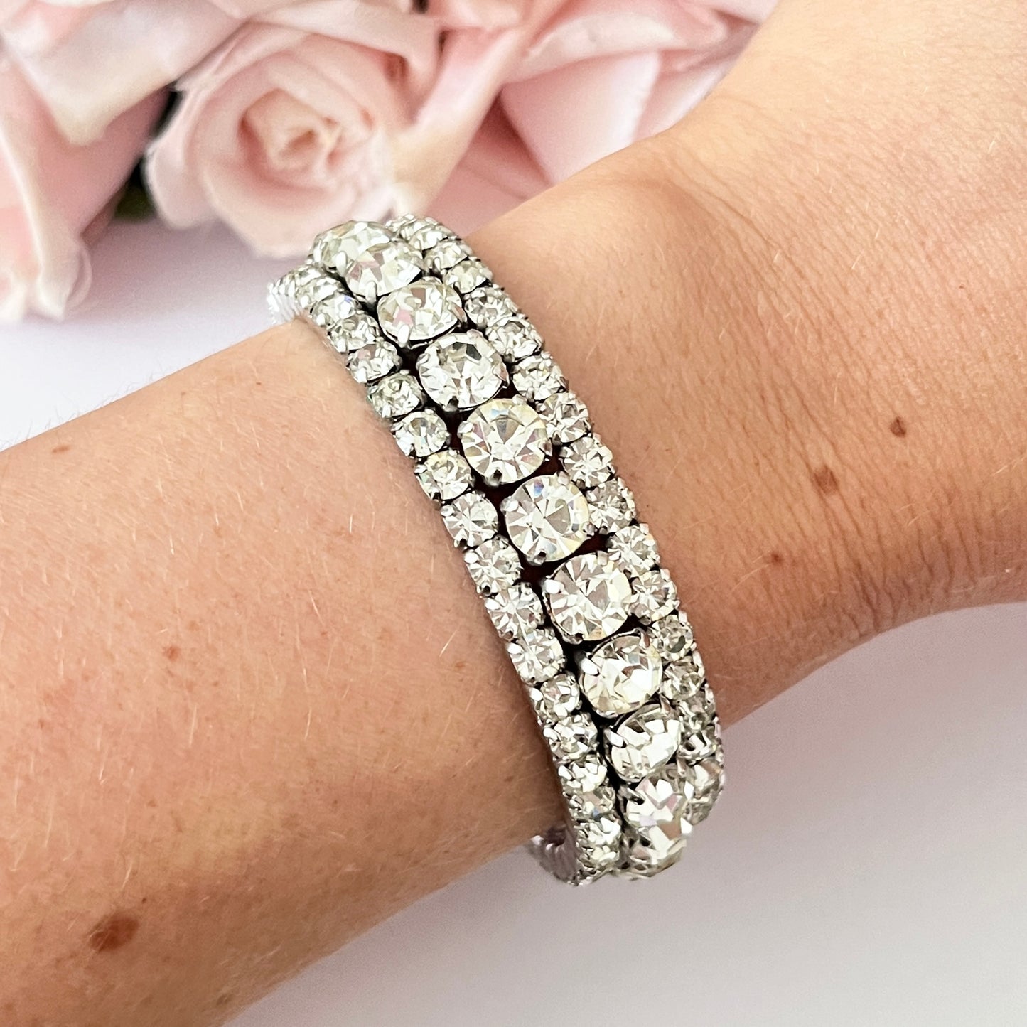 1950s Diamanté Sparkly Cuff Bracelet
