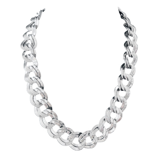 1980s Monet Silver Plated Chunky Loose Curb Chain Necklace