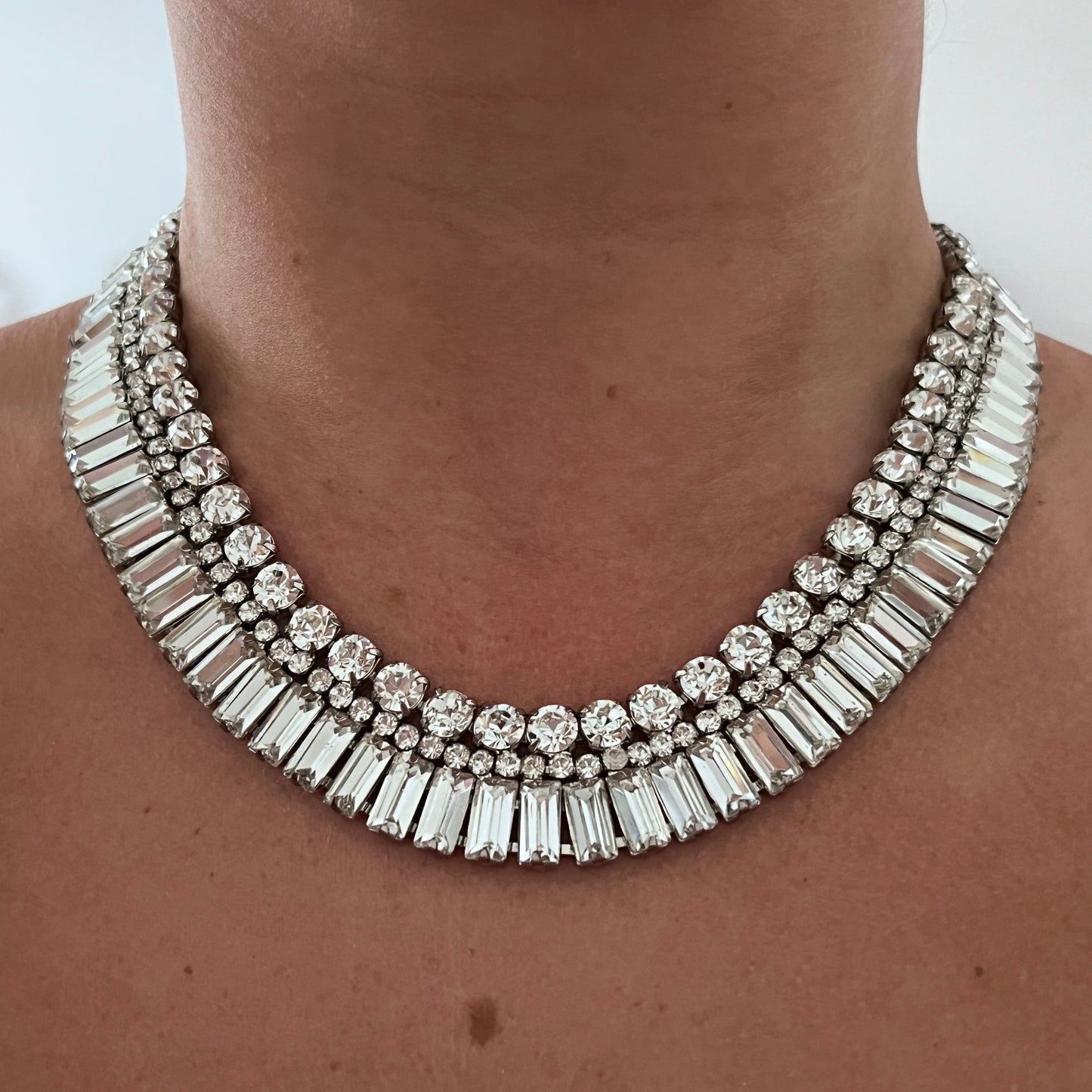 1950s Sparkly Diamanté Statement Collar Necklace
