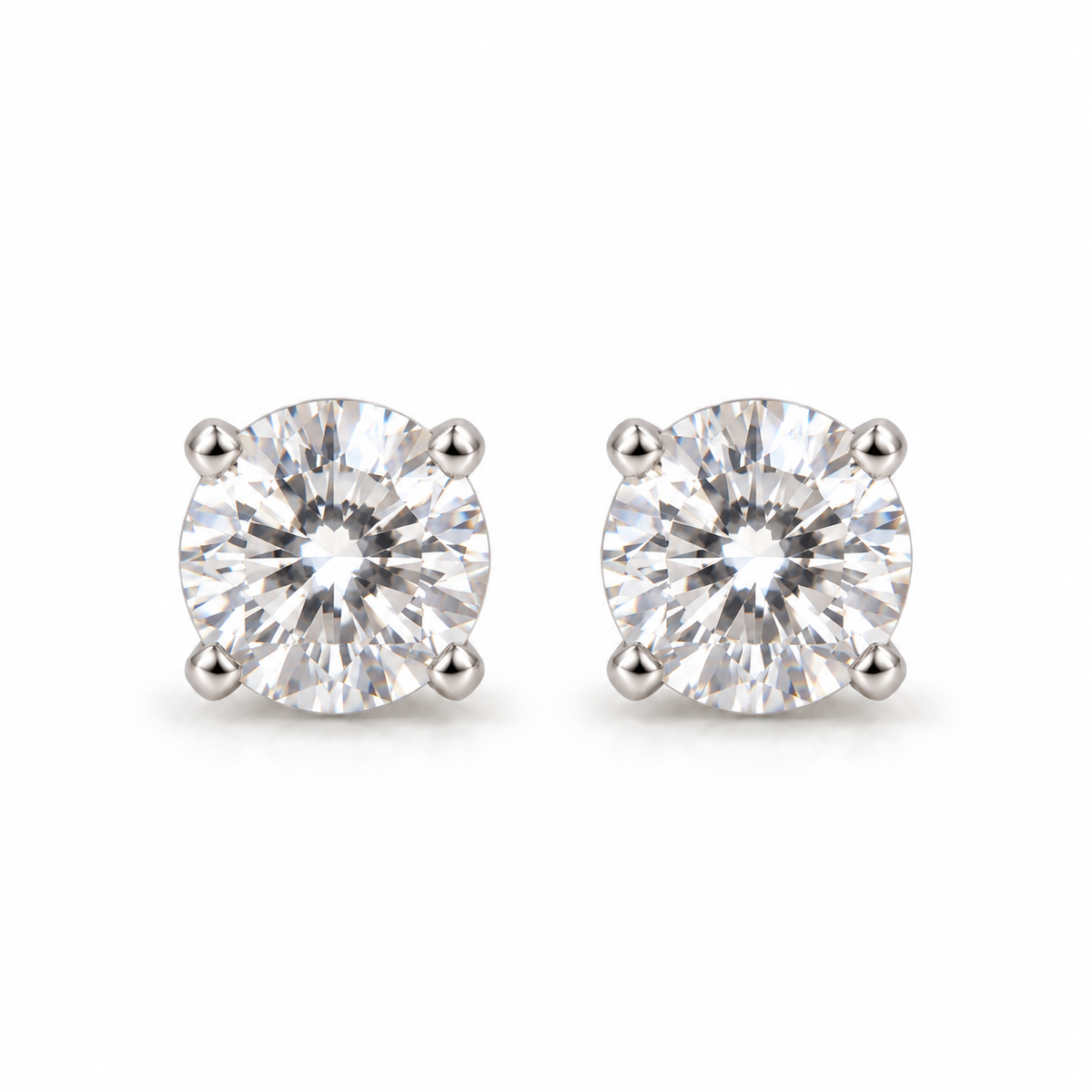 Sterling Silver 6mm Round Cubic Zirconia Stud Earrings