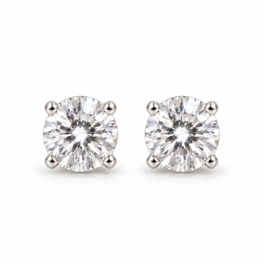 Sterling Silver 6mm Round Cubic Zirconia Stud Earrings