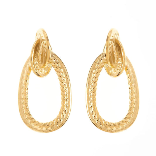 14k Gold Plated Large Statement Door Knocker Pierced Earrings