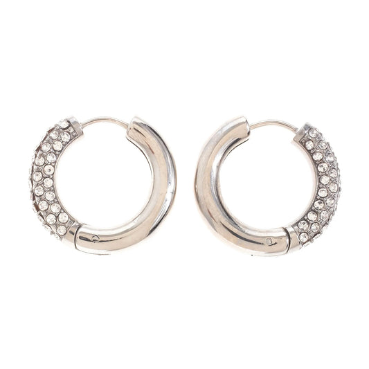 Silver Chunky Statement Pierced Half Hoop Earrings