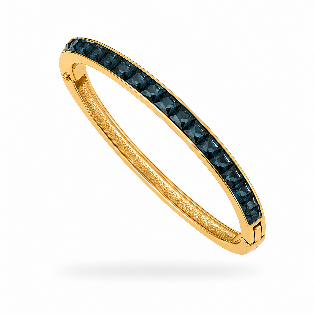 1980s Givenchy Gold Plated Blue Diamanté Bangle