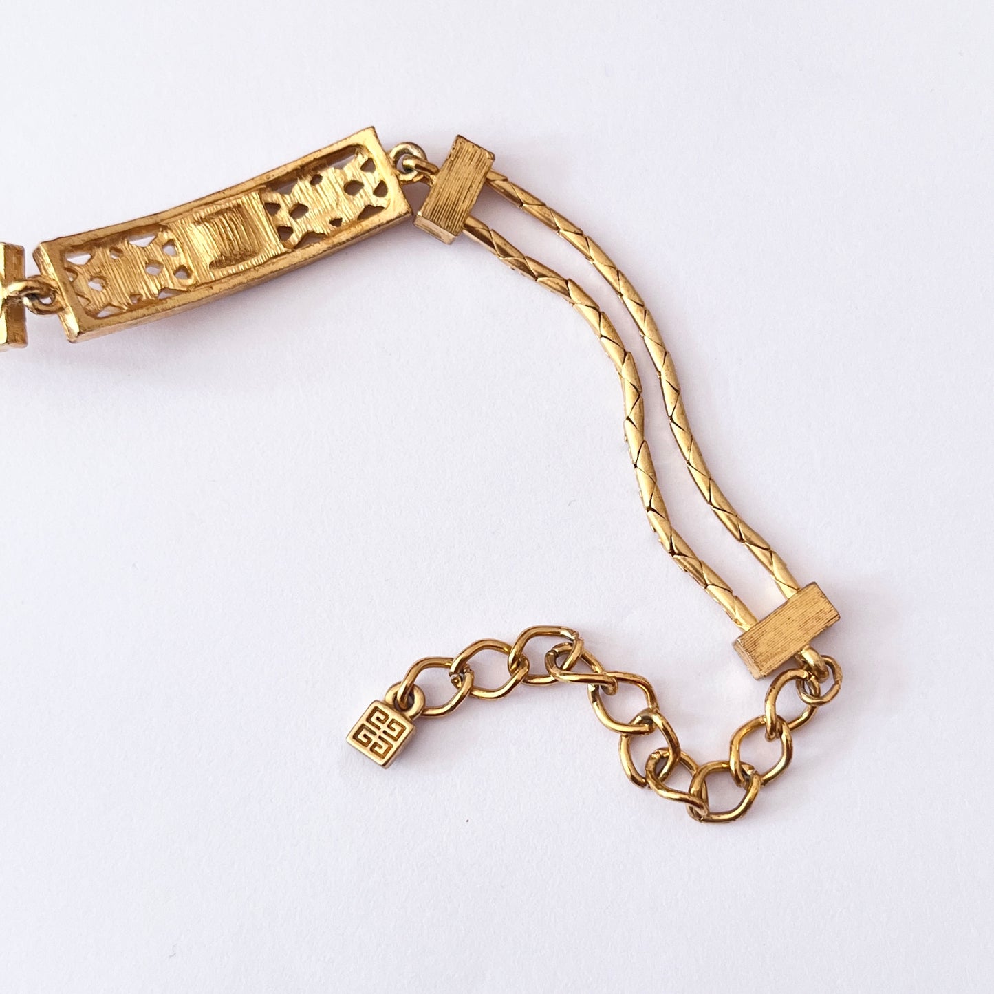 1980s Givenchy Gold Plated Diamanté Chain Bracelet