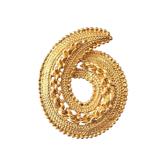 1980s Gold Plated Statement Swirl Brooch