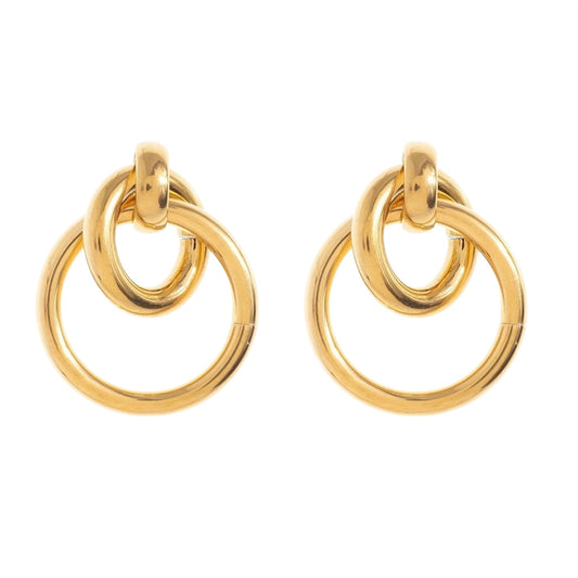 14k Gold Plated Triple Circle Doorknocker Statement Pierced Earrings
