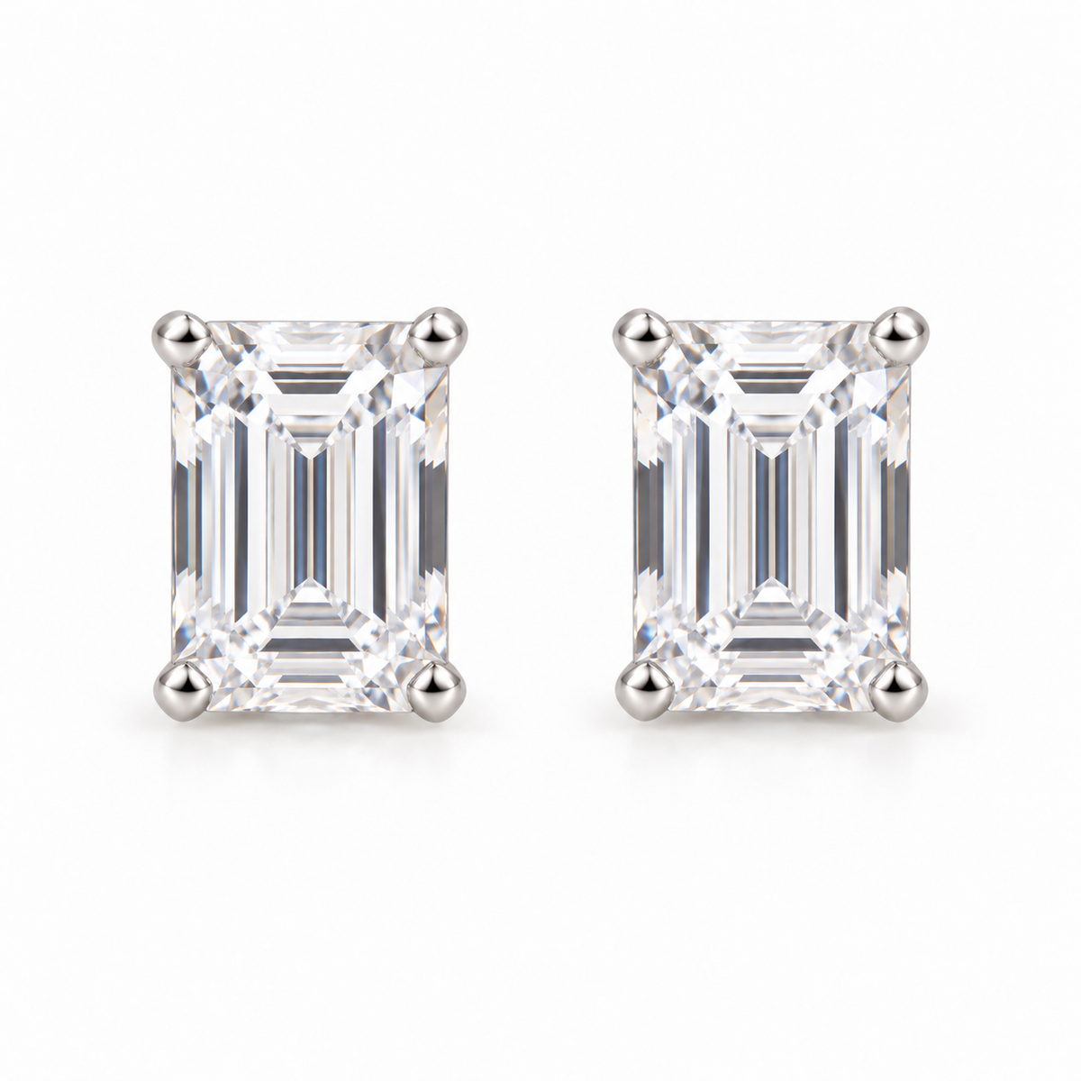 Sterling Silver 6x8mm Baguette Cubic Zirconia Stud Earrings