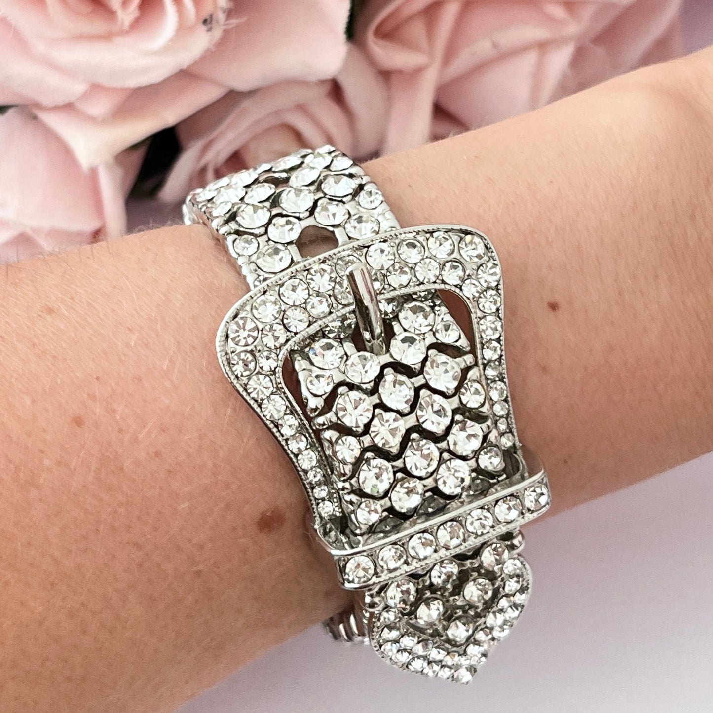 1950s Diamanté Sparkly Buckle Bracelet