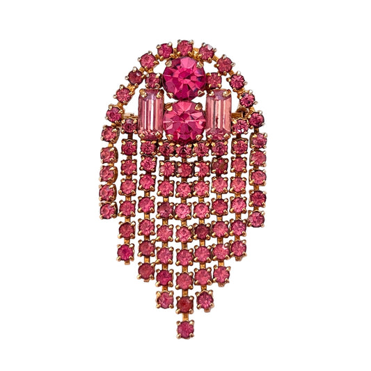 1950s Pretty Pink Dangly Brooch