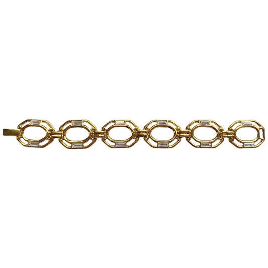1980s Gold Plated Diamanté Chain Bracelet