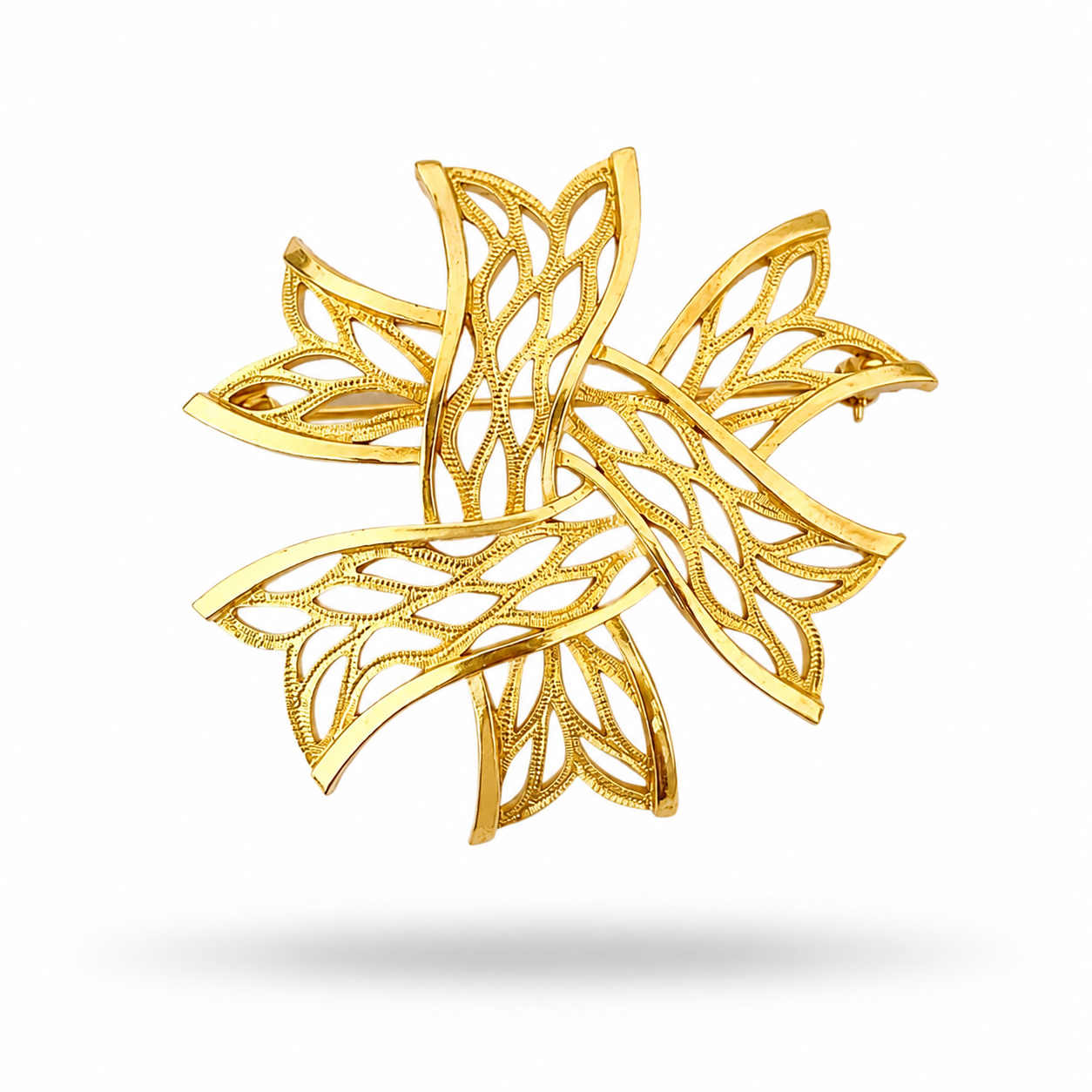 1980s Trifari Gold Plated Large Statement Ribbon Brooch
