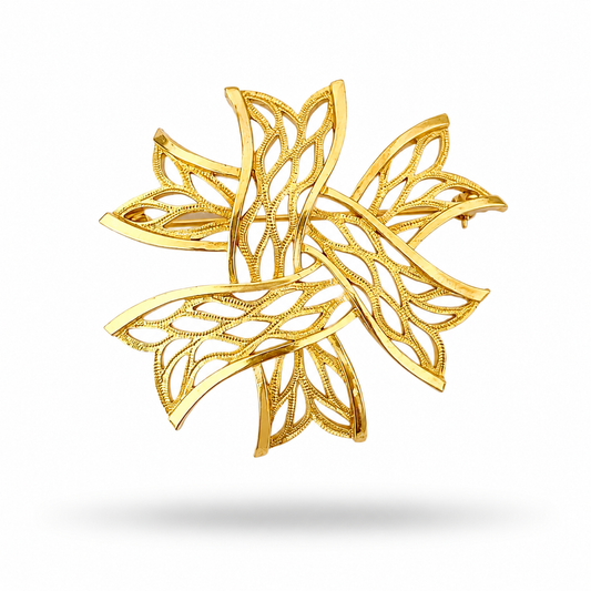 1980s Trifari Gold Plated Large Statement Ribbon Brooch