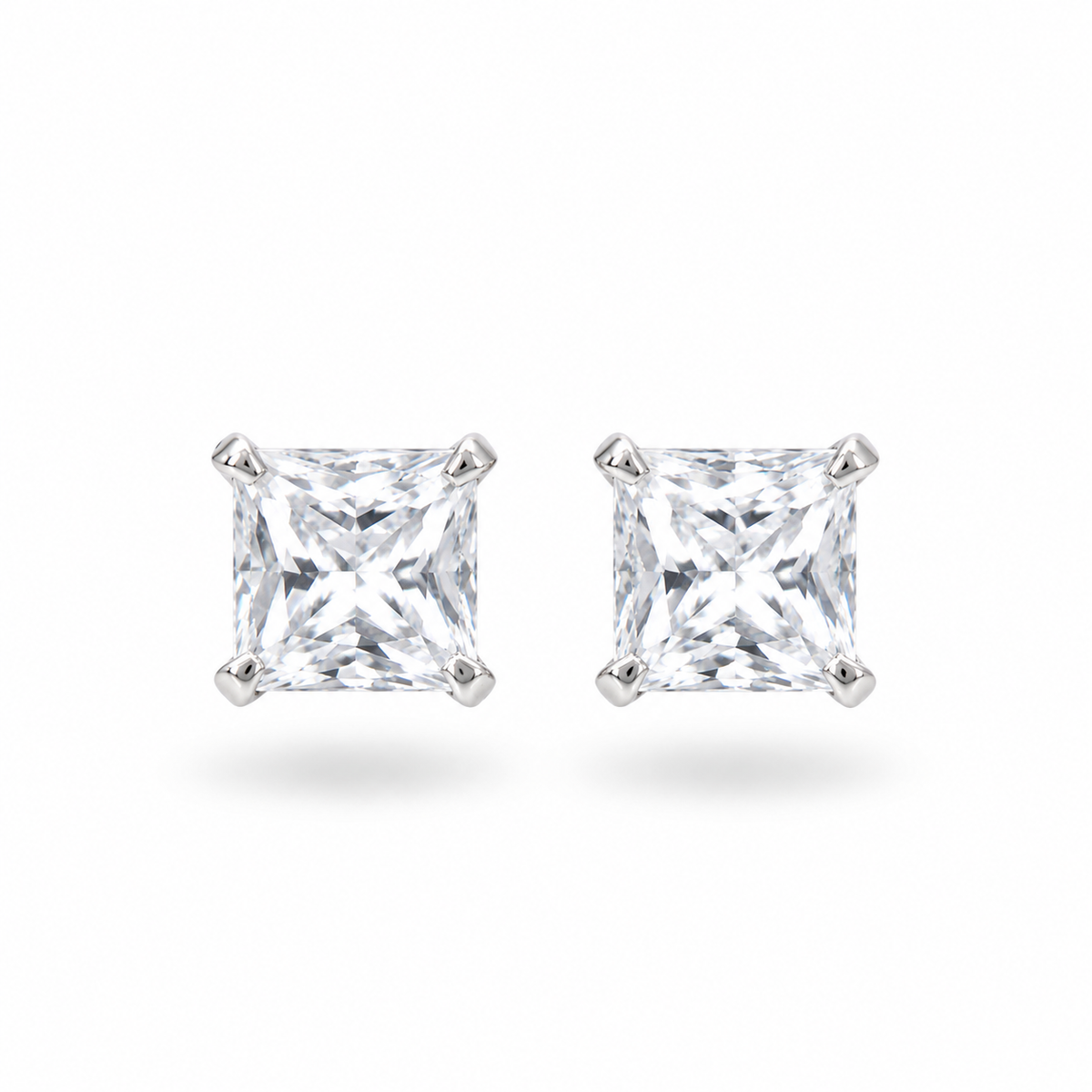Sterling Silver 5mm Square Cubic Zirconia Stud Earrings