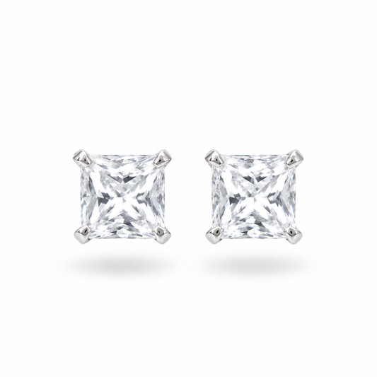 Sterling Silver 5mm Square Cubic Zirconia Stud Earrings