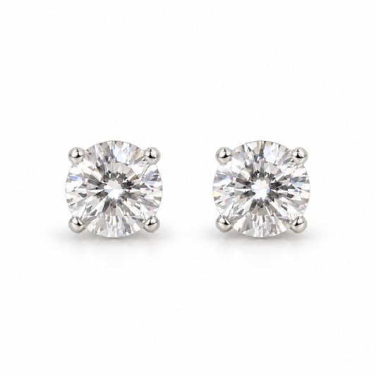 Sterling Silver 5mm Round Cubic Zirconia Stud Earrings