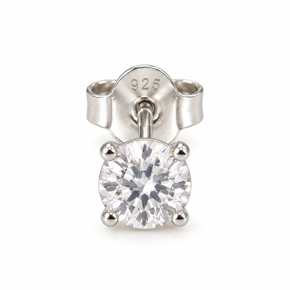 Sterling Silver 5mm Round Cubic Zirconia Stud Earrings