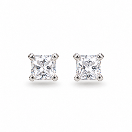 Sterling Silver 4mm Square Cubic Zirconia Stud Earrings