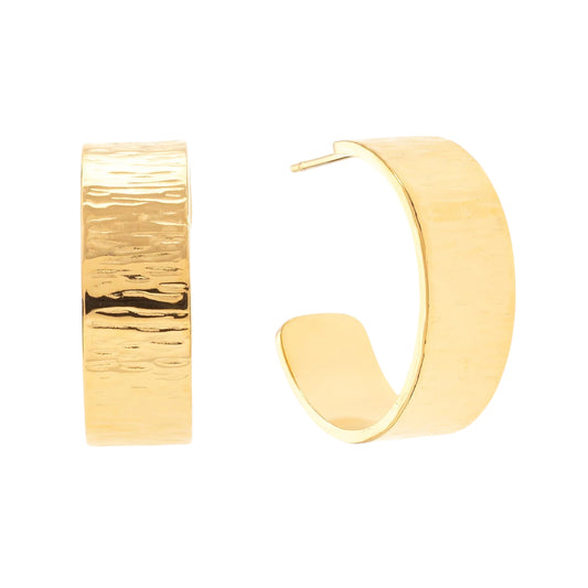 14k Gold Plated Chunky Statement Pierced Half Hoop Earrings