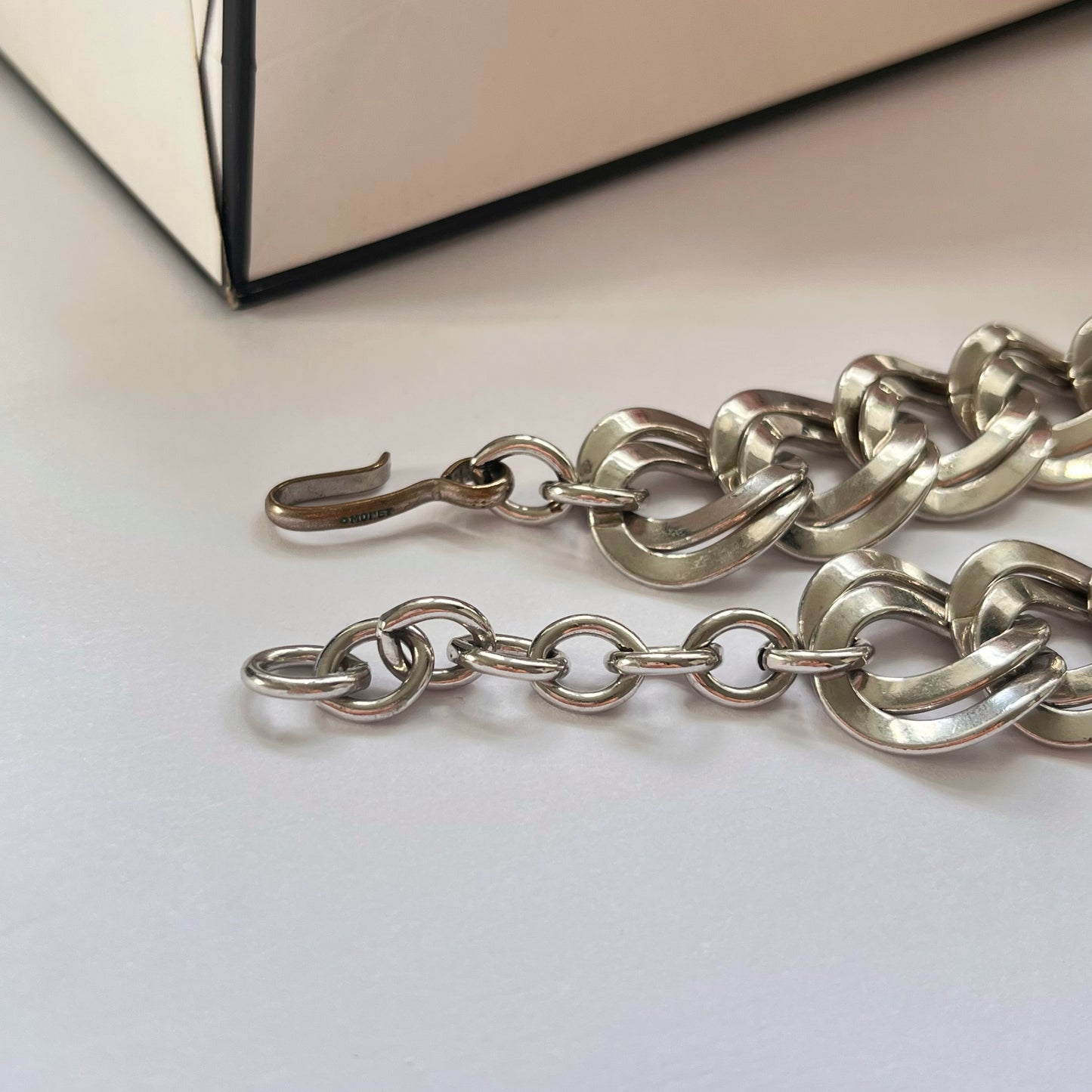 1980s Monet Silver Plated Chunky Loose Curb Chain Necklace