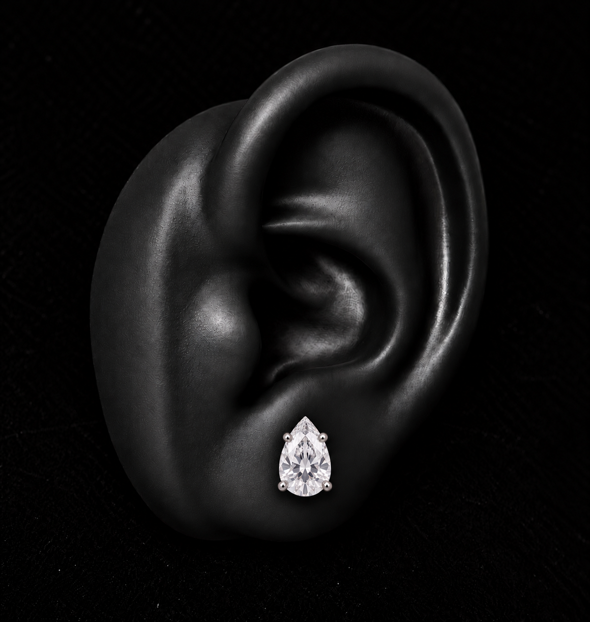 Sterling Silver 6x8mm Pear Cubic Zirconia Stud Earrings