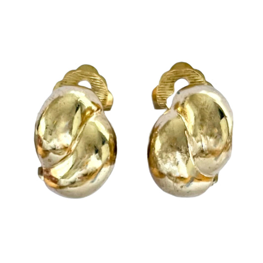 1980s Christian Dior Germany Gold Plated Clip On Earrings