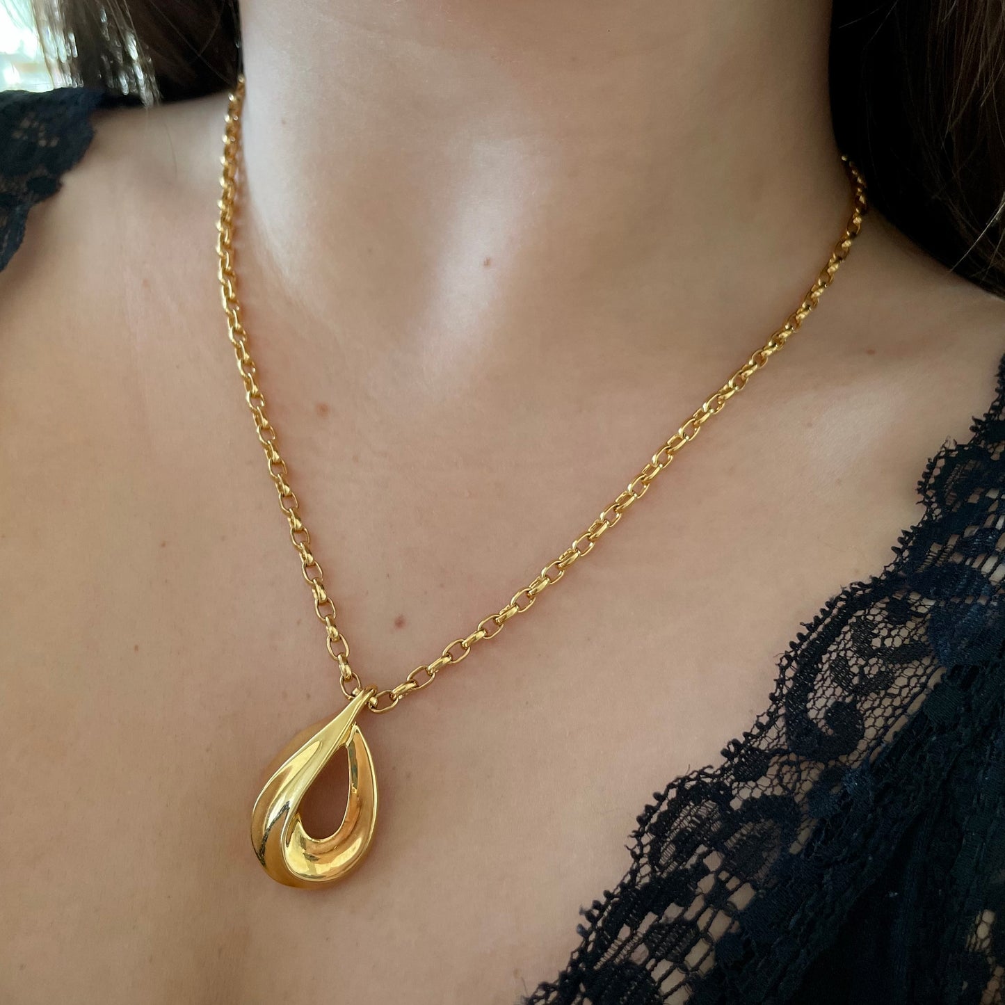 1980s Napier Gold Plated Pendant Necklace