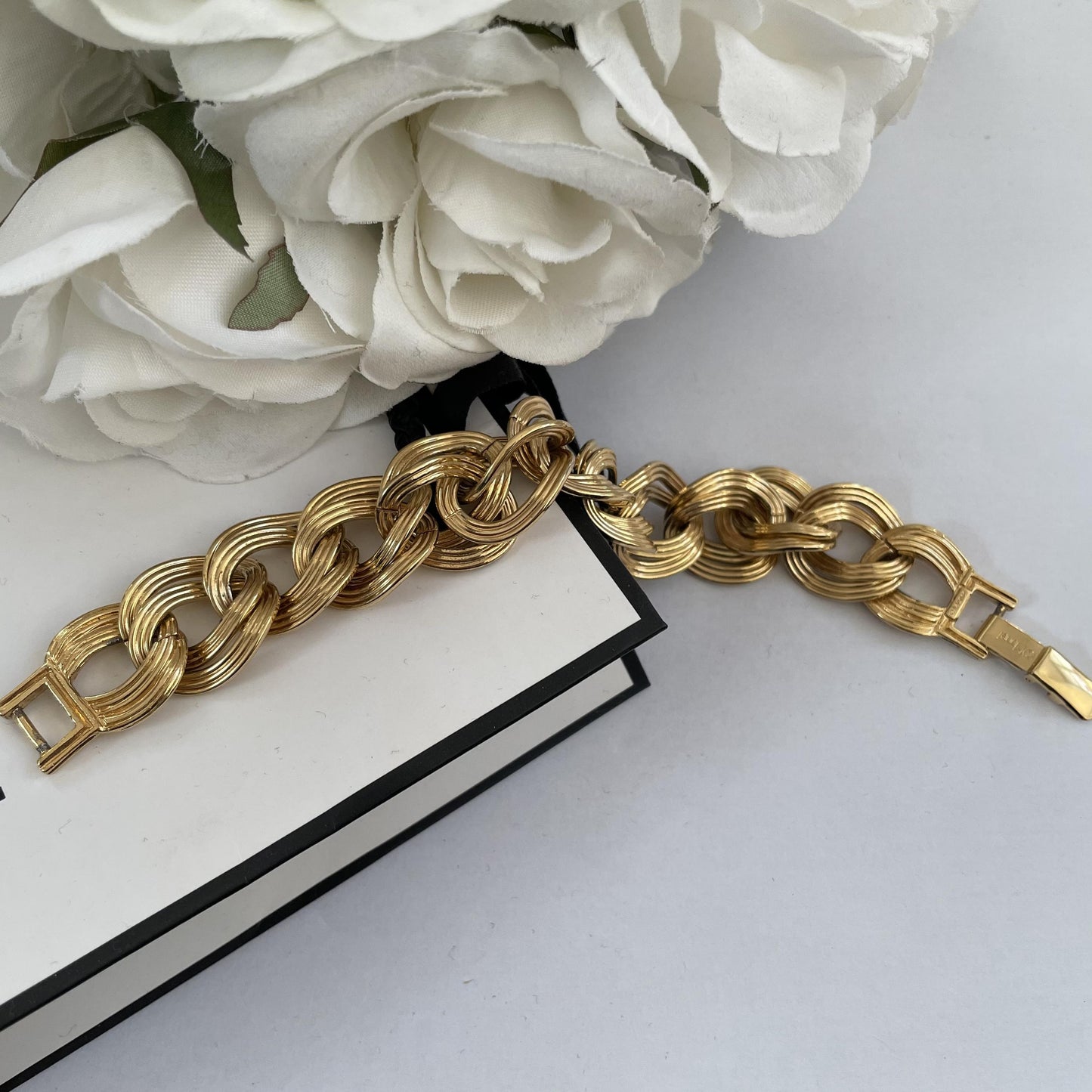 1980s Monet Gold Plated Chunky Chain Bracelet