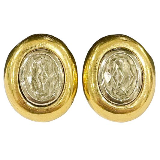 1980s YSL Gold Plated Sparkly Clip On Earrings