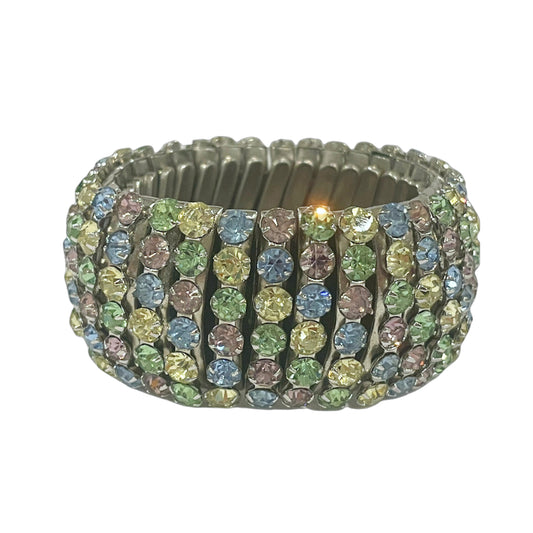 Sparkly 1950s Pastel Diamanté Expandable Cuff Bracelet