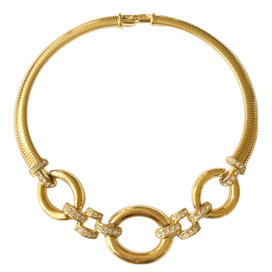 1980s Givenchy Gold Plated Diamanté Statement Necklace