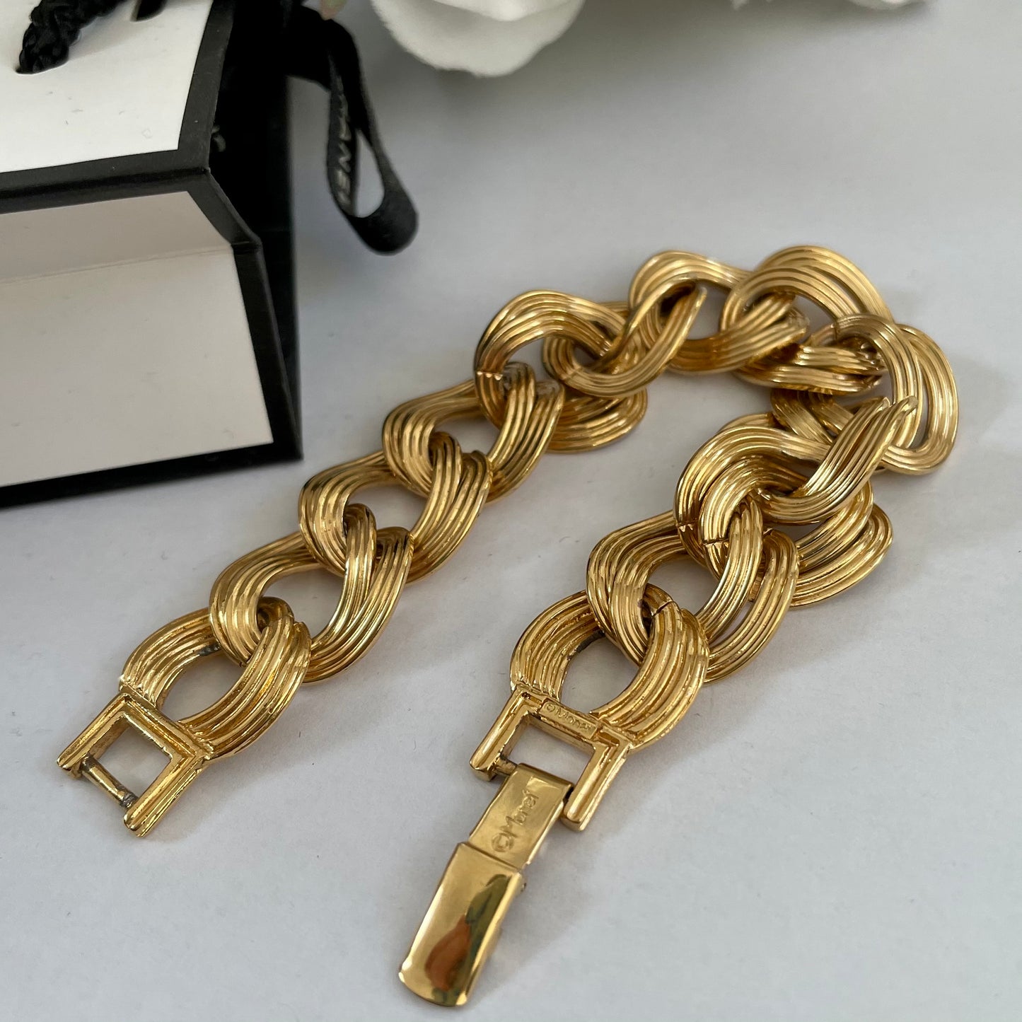 1980s Monet Gold Plated Chunky Chain Bracelet