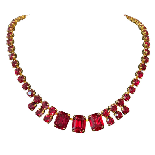 1950s Ruby Red Sparkling Necklace