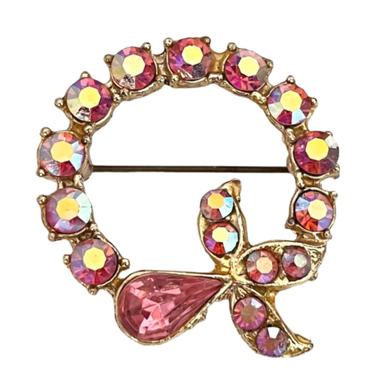 1950s Pretty Pink Aurora Borealis Brooch