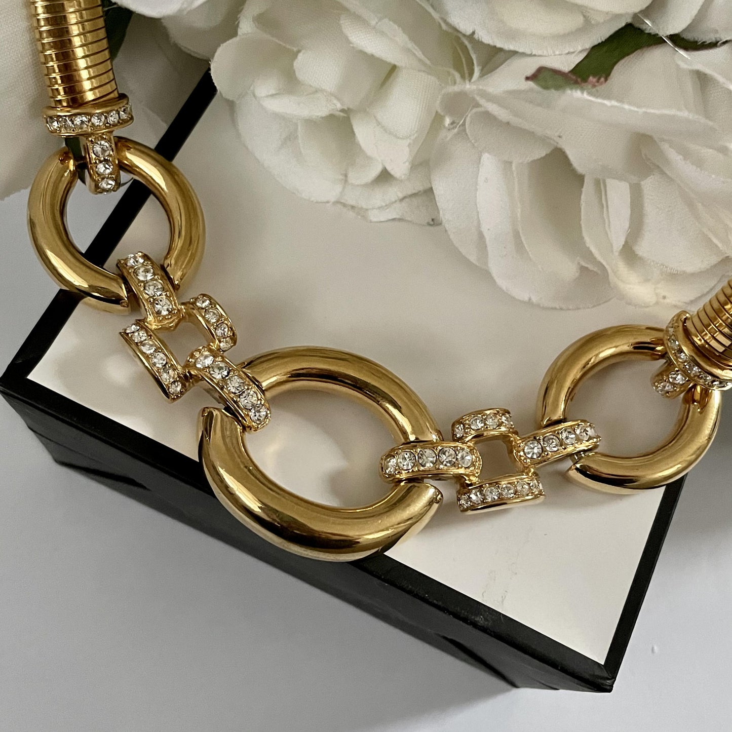 1980s Givenchy Gold Plated Diamanté Statement Necklace