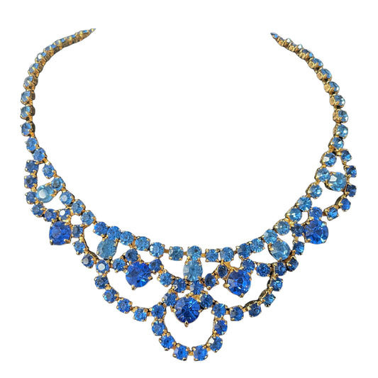 Sparkly 1950s Cornflower Blue Vintage Necklace