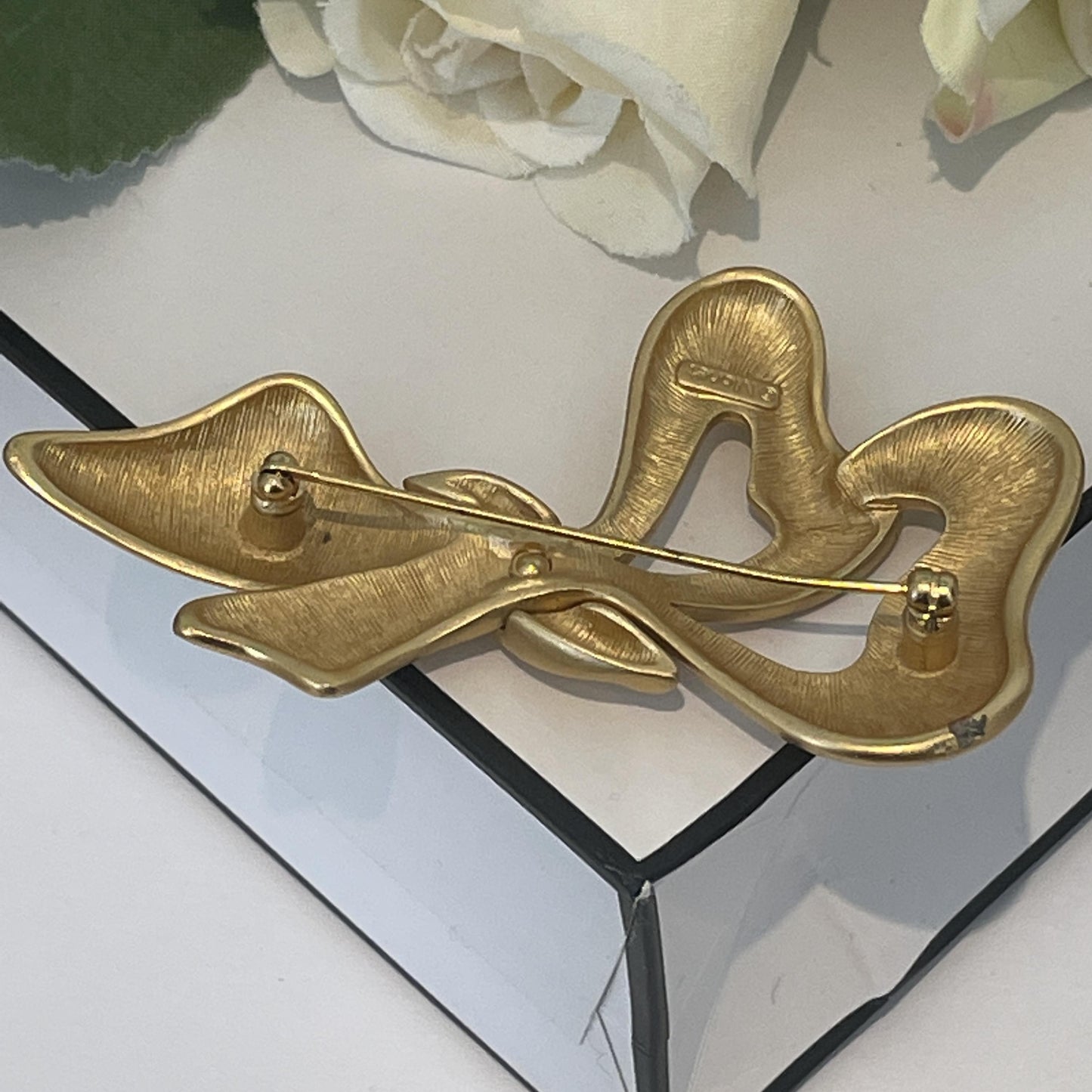 1960s Monet Brushed Gold Plated Bow Brooch