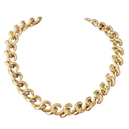 1980s Balenciaga Gold Plated Chunky Chain Collar Necklace
