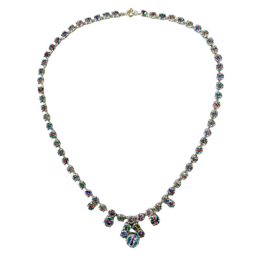 Pretty Art Deco 1930s Iris Rainbow Crystal Necklace