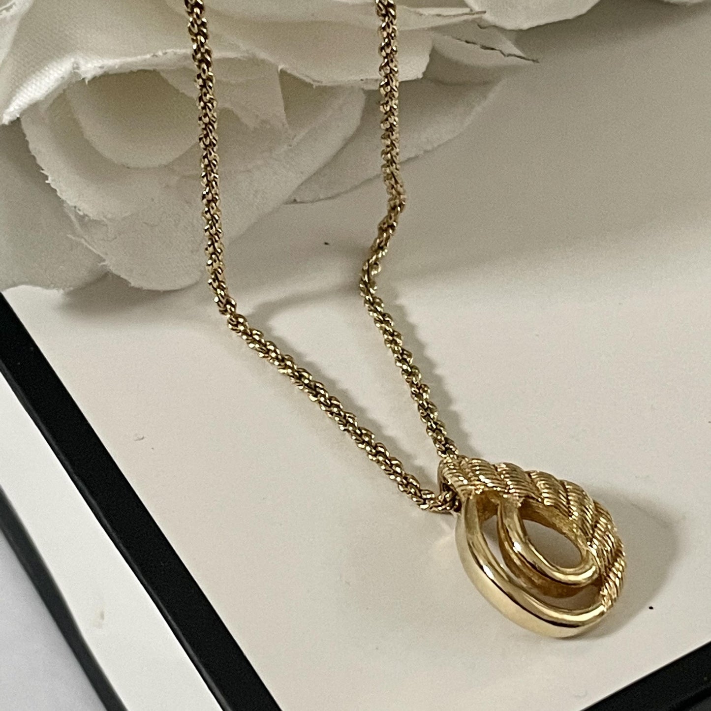 1980s Dior Gold Plated Love Knot Pendant