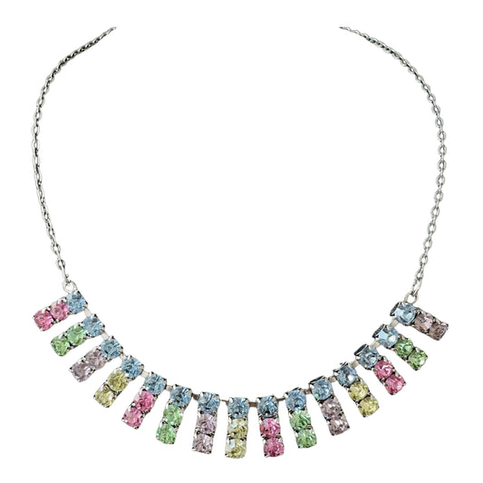 1950s Rainbow Pastel Diamanté Sparkly Necklace