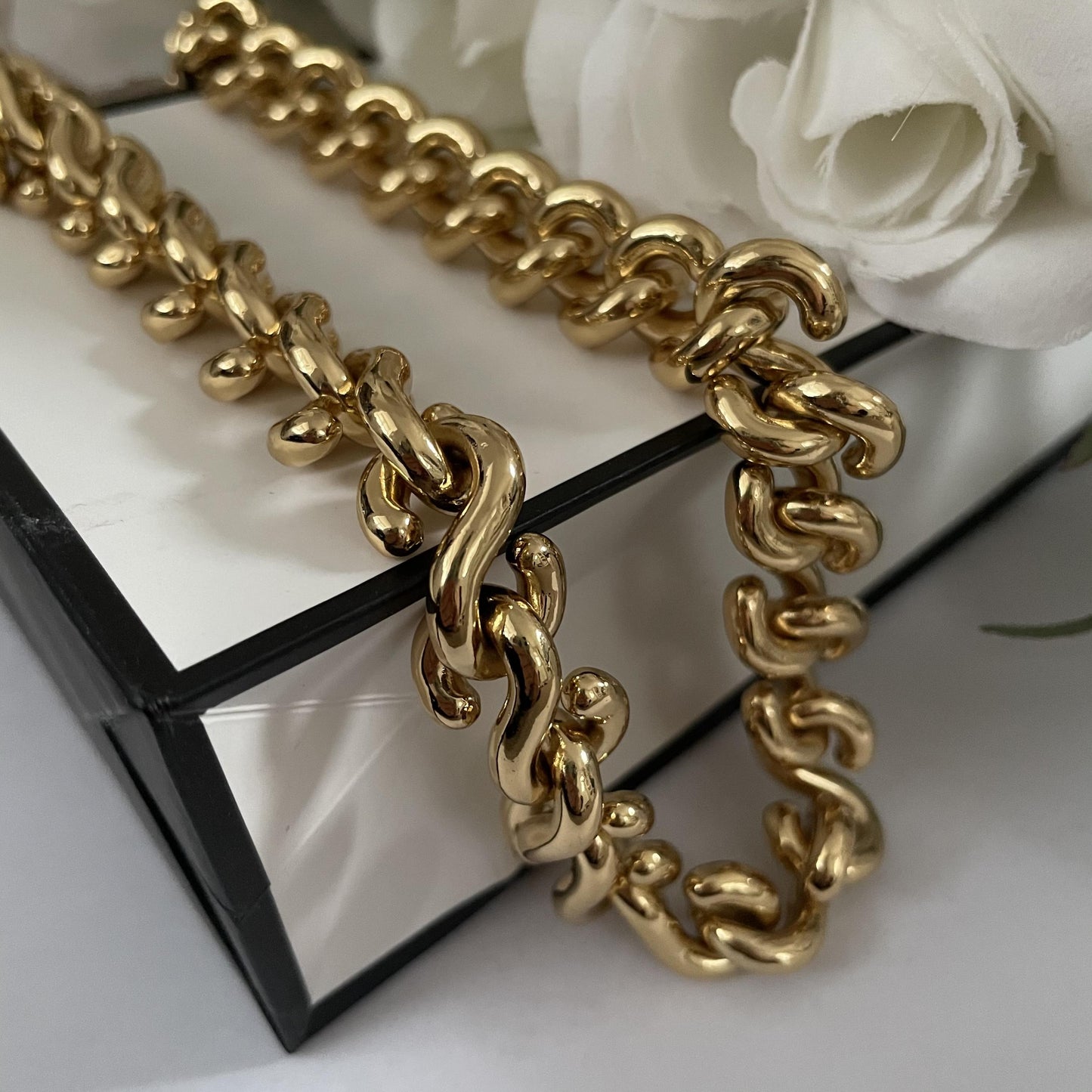 1980s Balenciaga Gold Plated Chunky Chain Collar Necklace