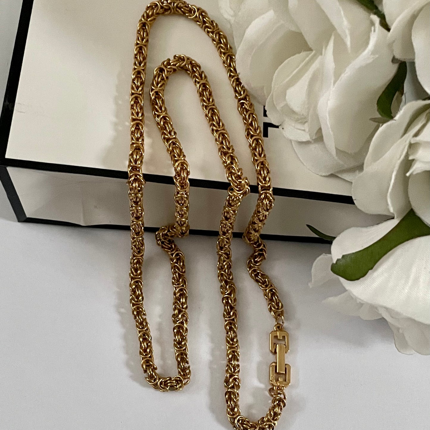 1980s Givenchy Long Gold Plated Chain Necklace