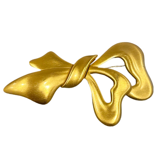 1960s Monet Brushed Gold Plated Bow Brooch