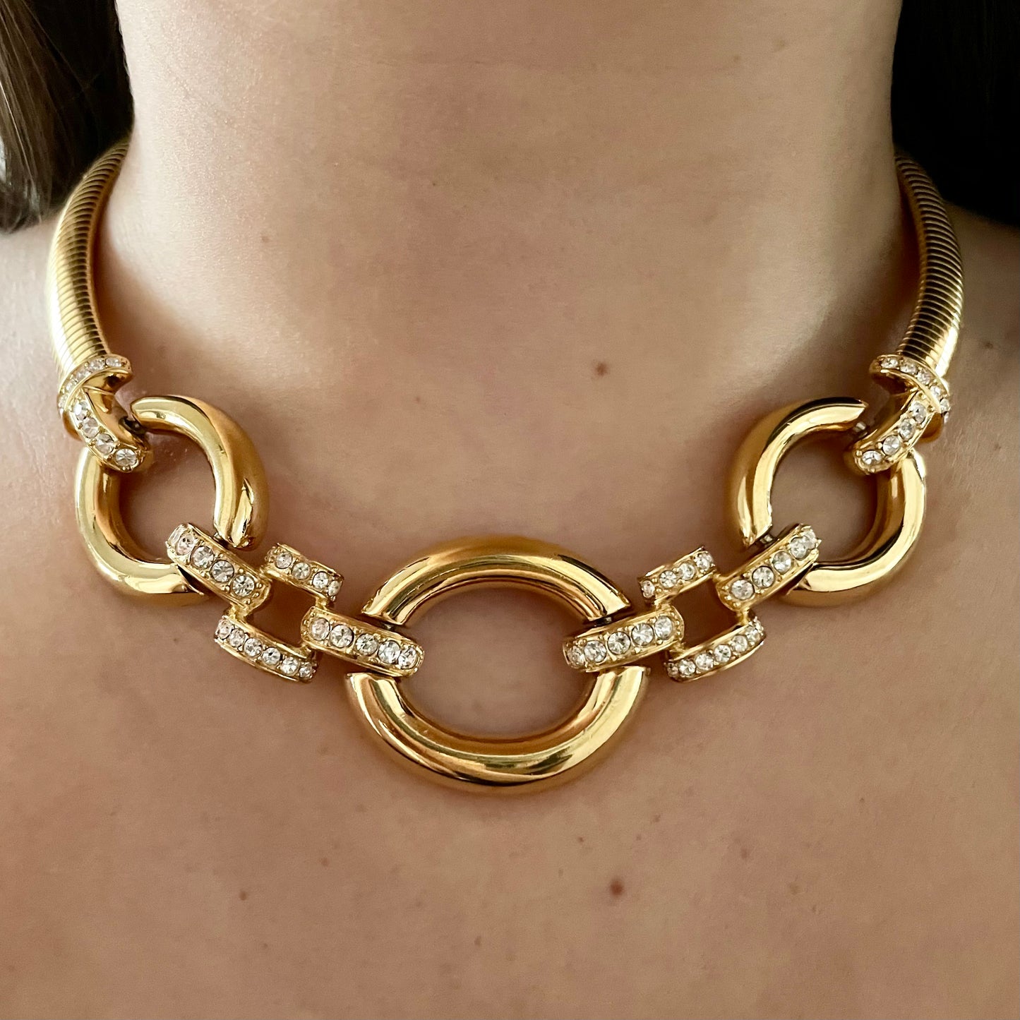 1980s Givenchy Gold Plated Diamanté Statement Necklace