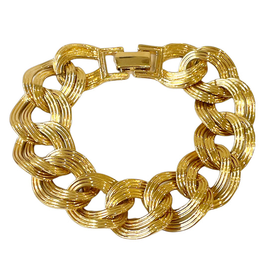1980s Monet Gold Plated Chunky Chain Bracelet